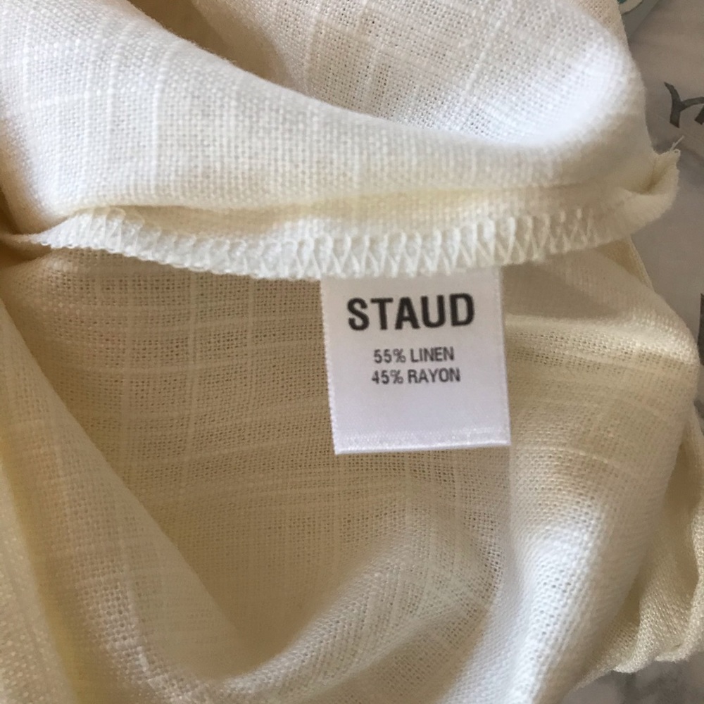 STAUD Women’s Andy fringed linen-blend midi skirt in ivory - Picture 10 of 10